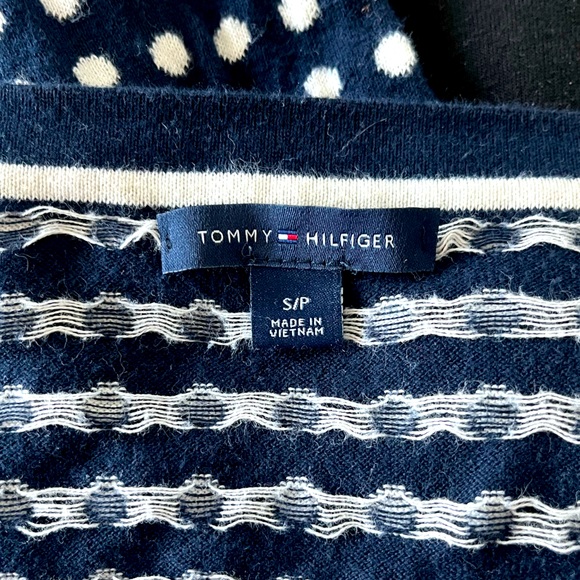 EUC Tommy Hilfiger Nave Polka Dot Cardigan Sweater - Picture 3 of 3